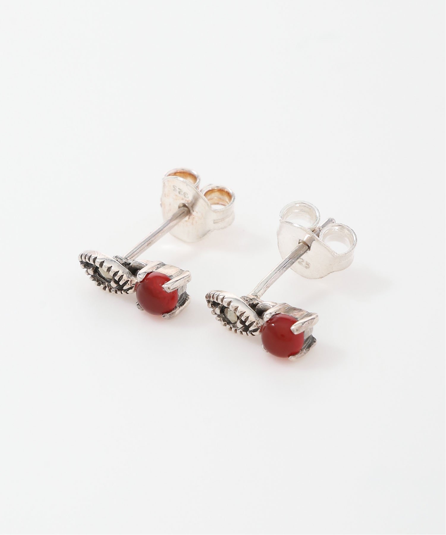 SCALABLANCHE SCALABLANCHE/(W)天然Redアゲート&リーフピアス(SV925) スカラ アクセサリー・腕時計 ピアス レッド【送料無料】