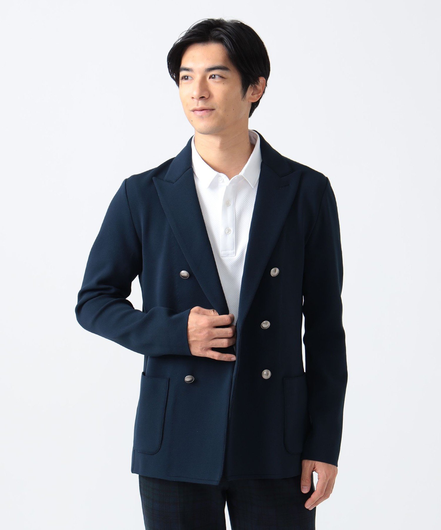 BEAMS GOLF PURPLE LABEL PURPLE LABEL / ミラノリブ ニット ダブルジャケット ビームス ゴルフ ジャケット・アウター テーラードジャケット・ブレザー ネイビー【送料無料】