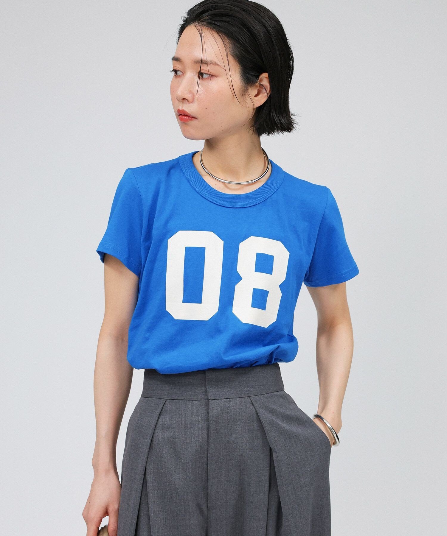 【GREEN BUTTER】NO8 Tee バビロン トップス カットソー・Tシャツ グレー ホワイト ブルー