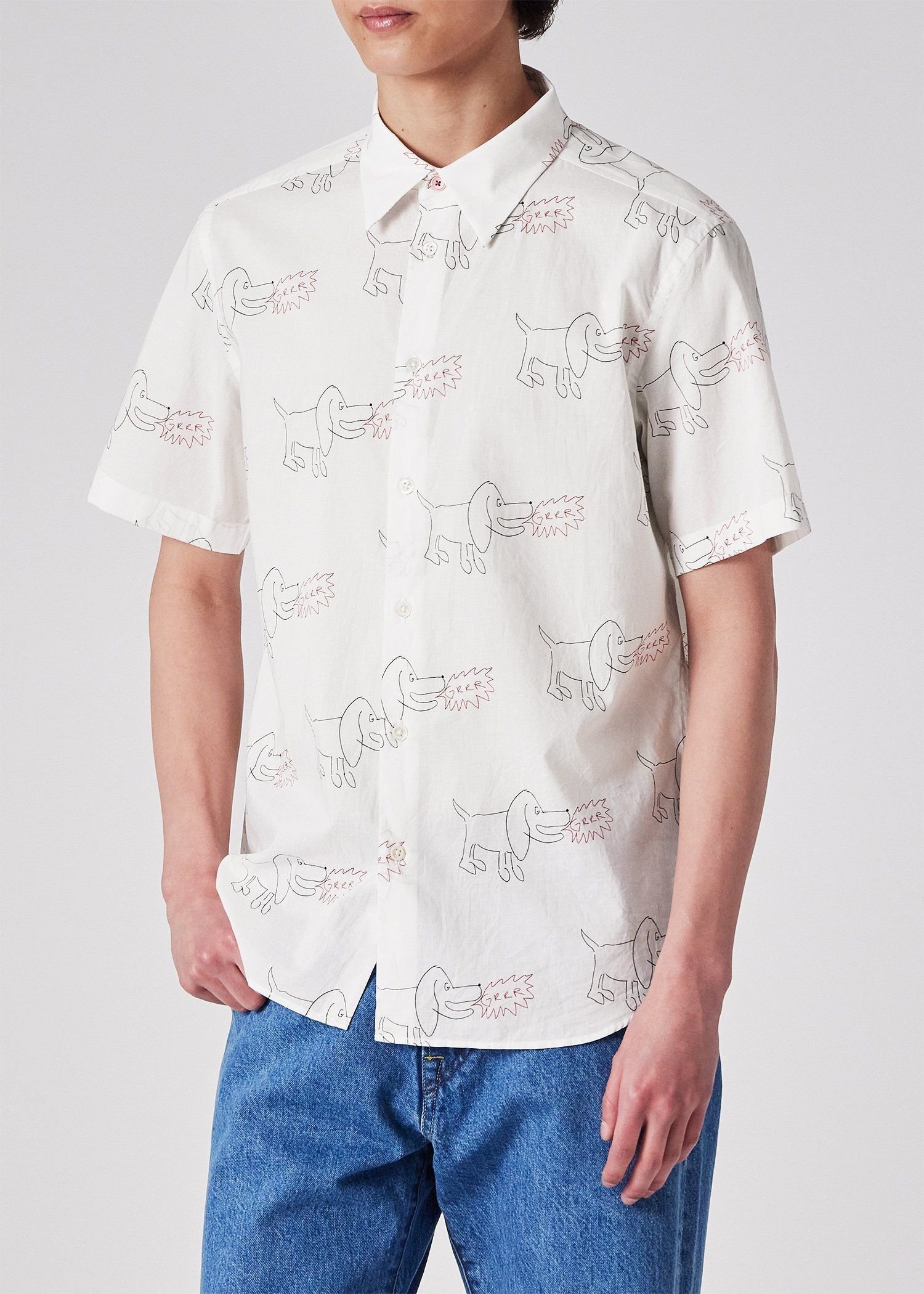 PS Paul Smith Drawn by Paul "Dog" 半袖シャツ ポール・スミス トップス シャツ・ブラウス ホワイト【送料無料】