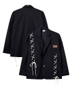 【SALE/20%OFF】HOOK HOOK -original- アシンメトリー編み上げテーラードジャケット アイモハ ジャケット・アウター テーラードジャケット・ブレザー ブラック【送料無料】