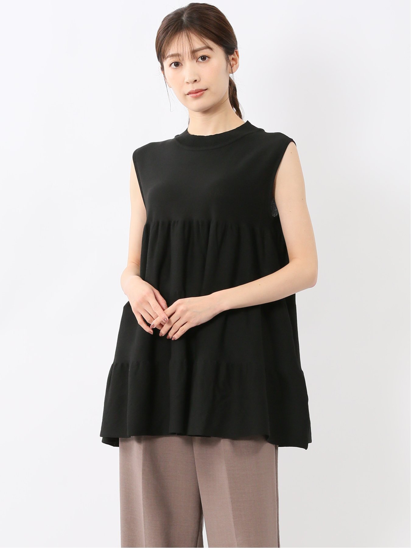 【SALE／20%OFF】m.f.editorial ティアード ノースリ ニットプルオーバー タカキュー トップス ニット グレー