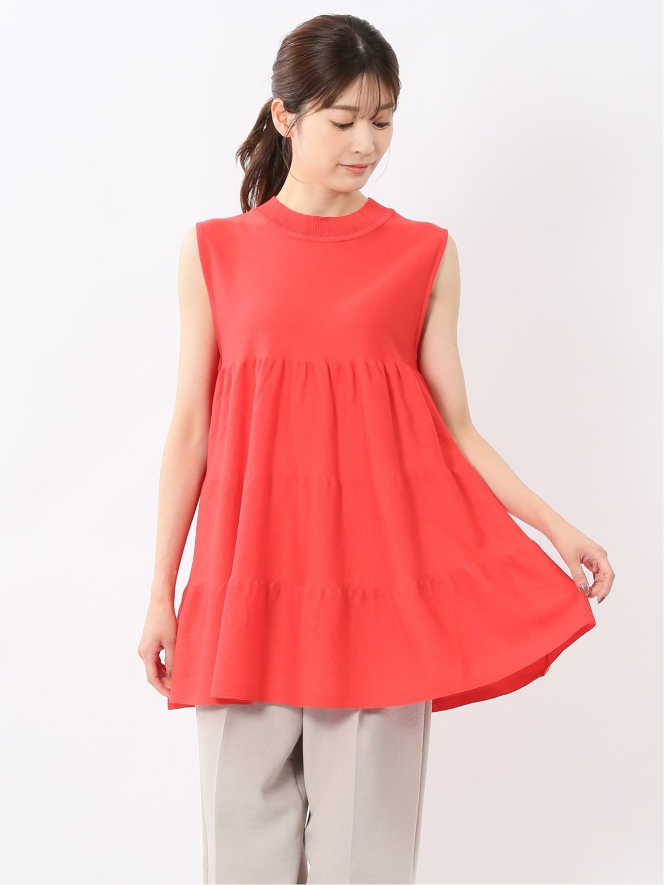 【SALE／20%OFF】m.f.editorial ティアード ノースリ ニットプルオーバー タカキュー トップス ニット グレー