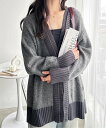 【SALE/10%OFF】GeeRA 【FIRSTMOOD】ウールライク配色Vネックカーディガン ジーラ トップス カーディガン グレー ベージュ【送料無料】