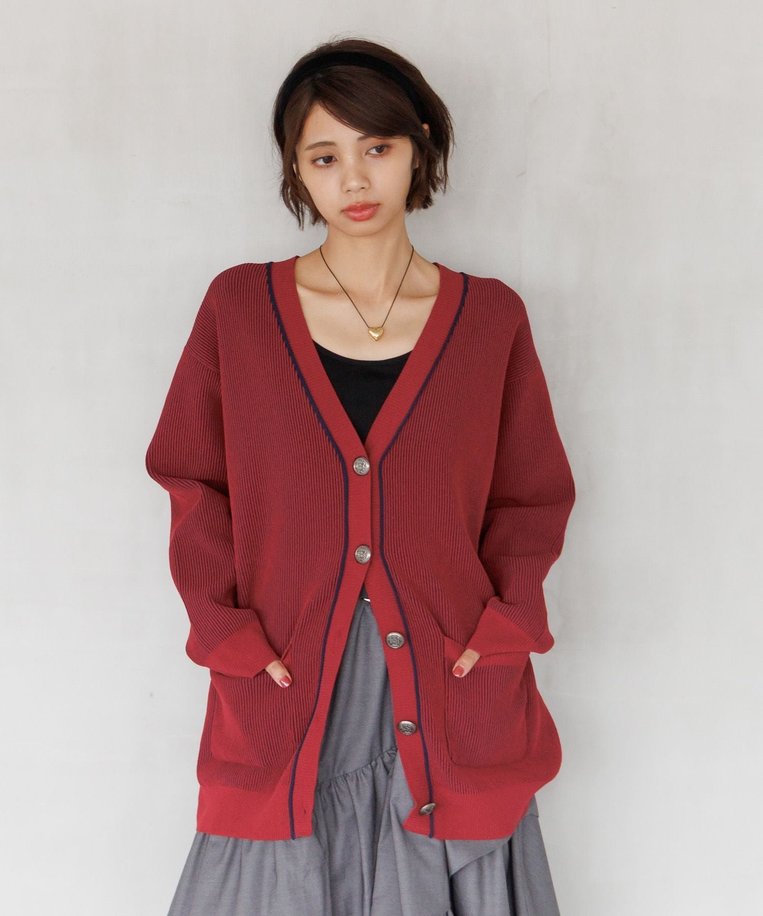 PAGEBOY ライトモールストライプリブVカーディガン ページボーイ トップス ニット ブラック ブラウン ..