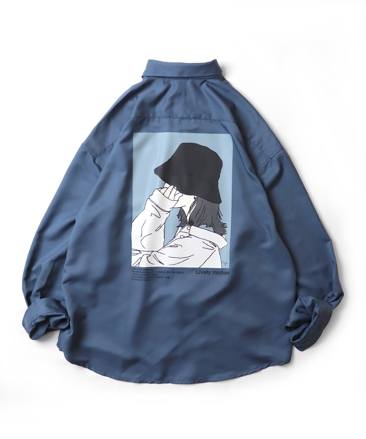 Confirm (M)バケットガールイラストシャツ コンファーム トップス シャツ・ブラウス ブルー グリーン グレー【送料無料】