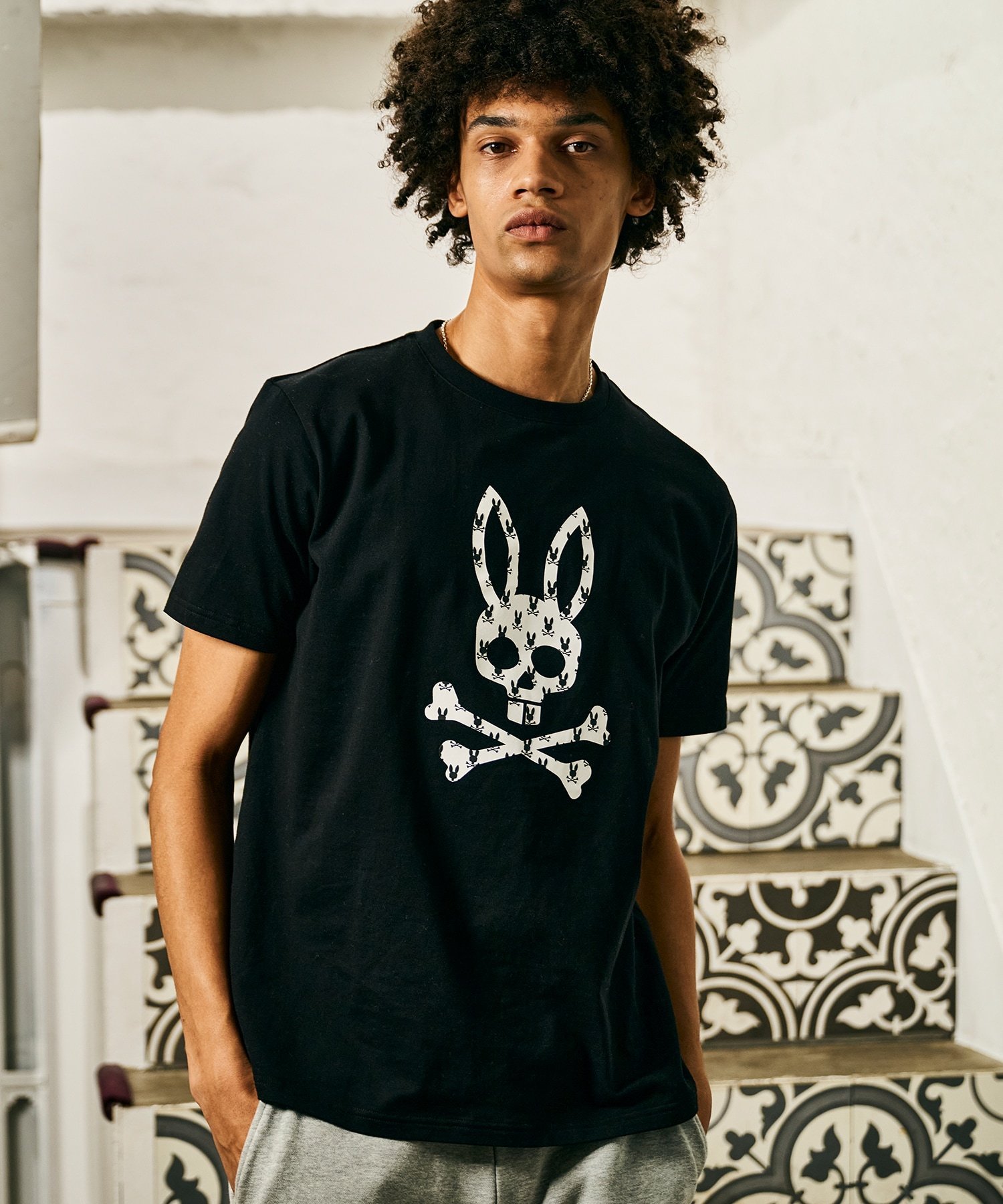 Psycho Bunny 3DドットシルエットバニーTシャツ サイコバニー トップス カットソー・Tシャツ ブラック ホワイト【送料無料】
