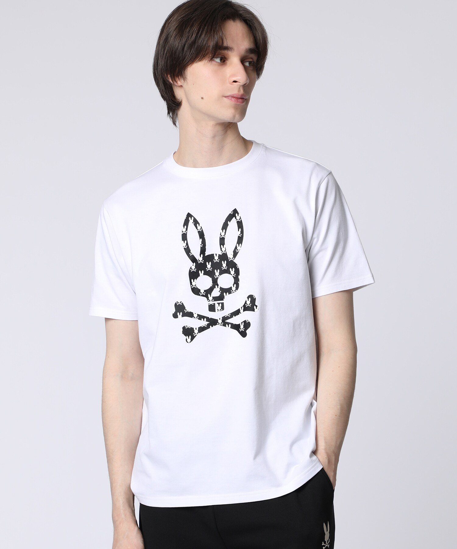 Psycho Bunny 3DドットシルエットバニーTシャツ サイコバニー トップス カットソー・Tシャツ ブラック ホワイト【送料無料】