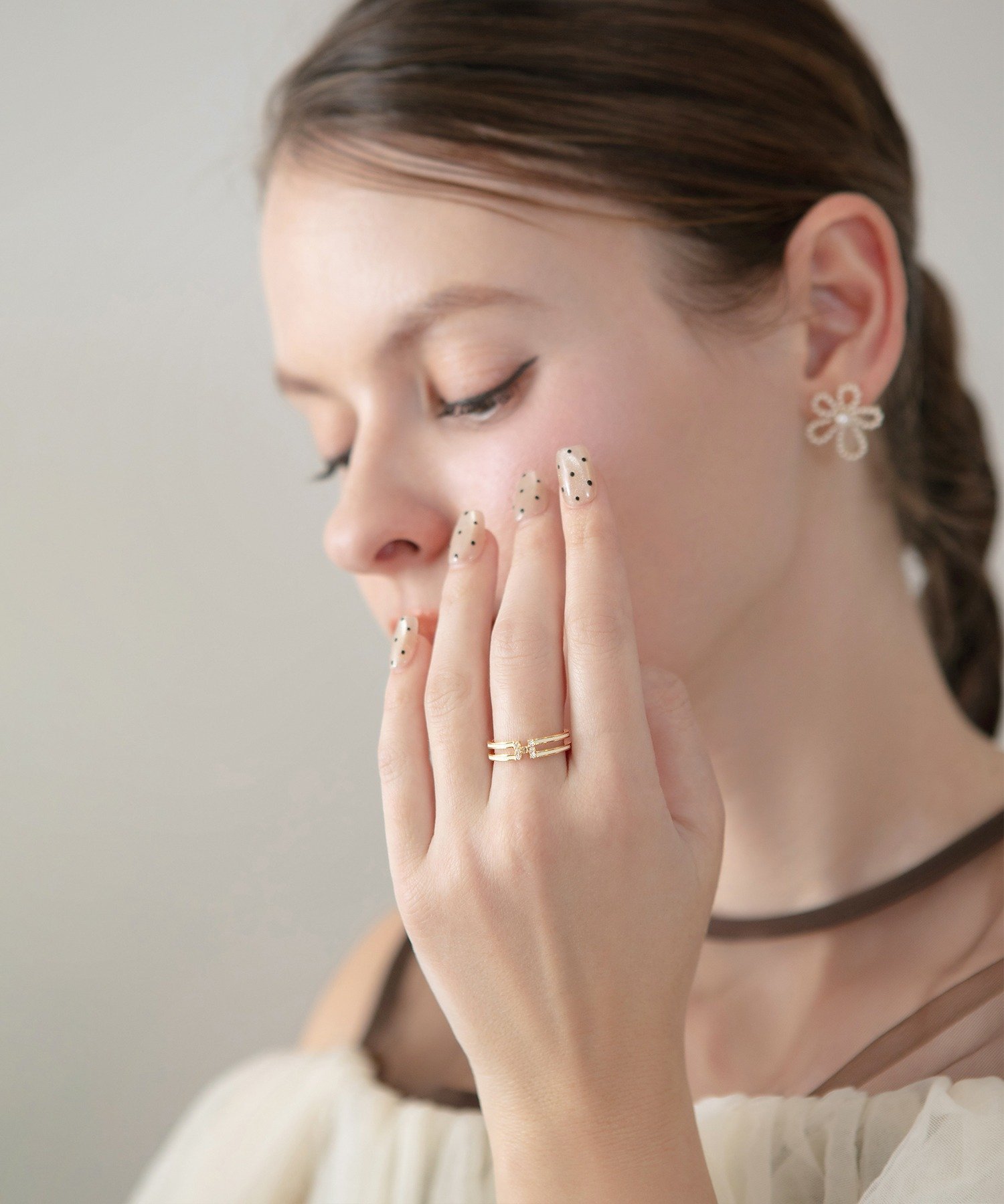 Leja ダブルラインエッジゴールドリング結婚式パーティーアクセサリー レジャ アクセサリー・腕時計 リング・指輪 ゴールド