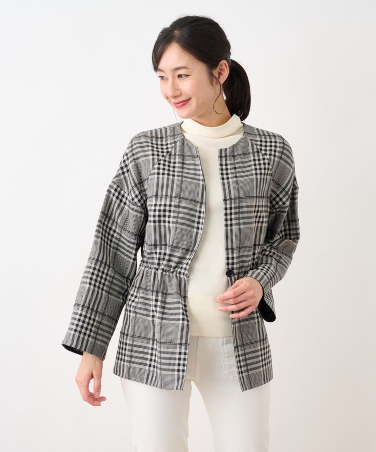 Rakuten - 【SALE／52%OFF】Leilian チェックノーカラージャケット【Leilian the Week】 レリアン ジャケット・アウター テーラードジャケット・ブレザー ブラック【送料無料】