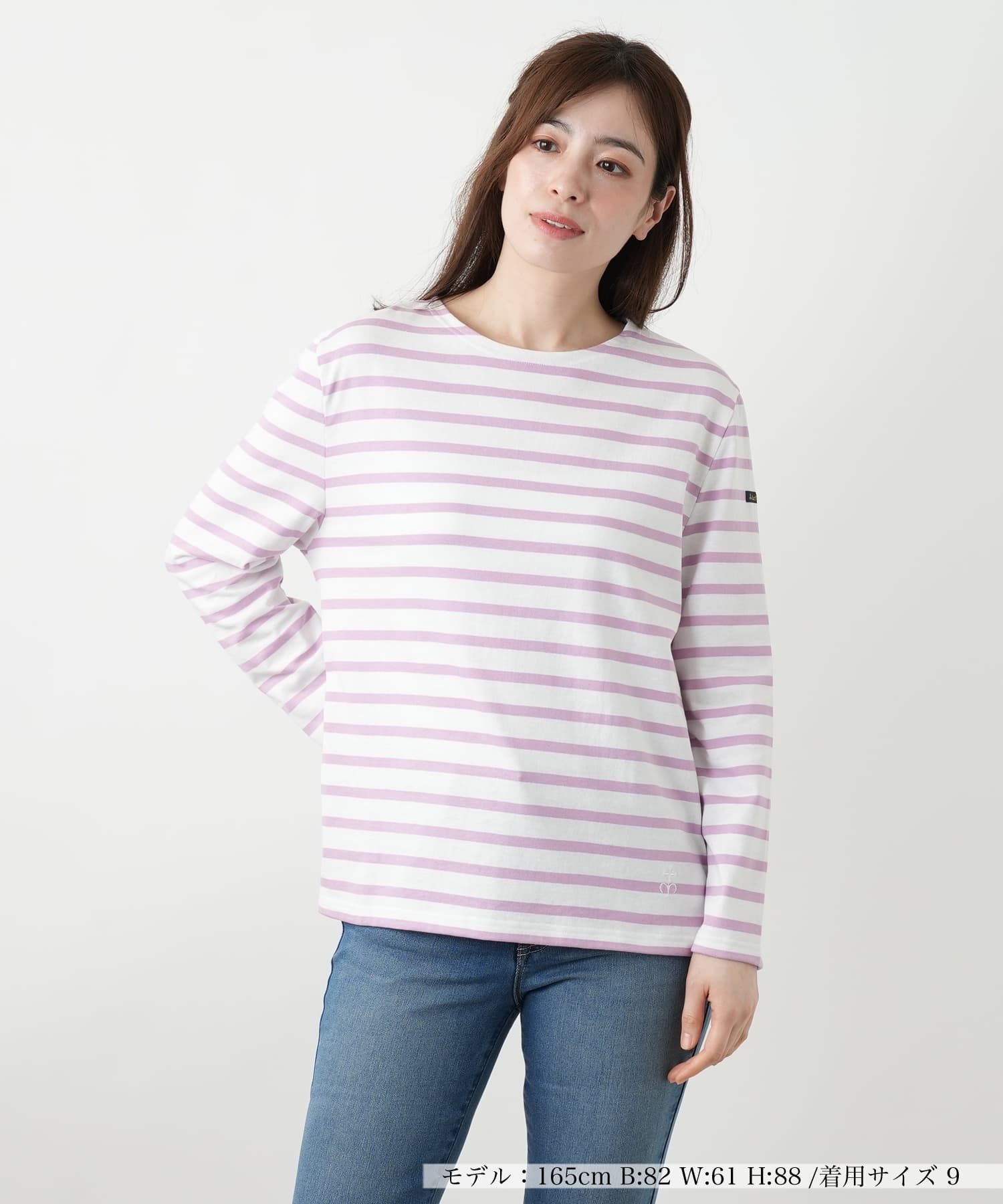 Leilian ボーダーカットソー【Le Minor】 レリアン トップス カットソー・Tシャツ ピンク ネイビー
