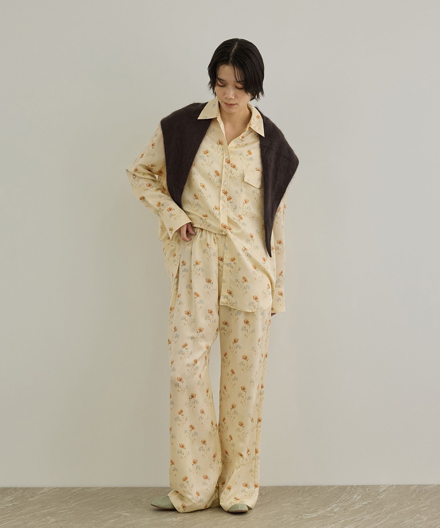 SALON adam et rope' VINTAGE FLOWERプリントシャツ / セットアップ対応 サロン アダム エ ロペ トップス シャツ・ブラウス ベージュ