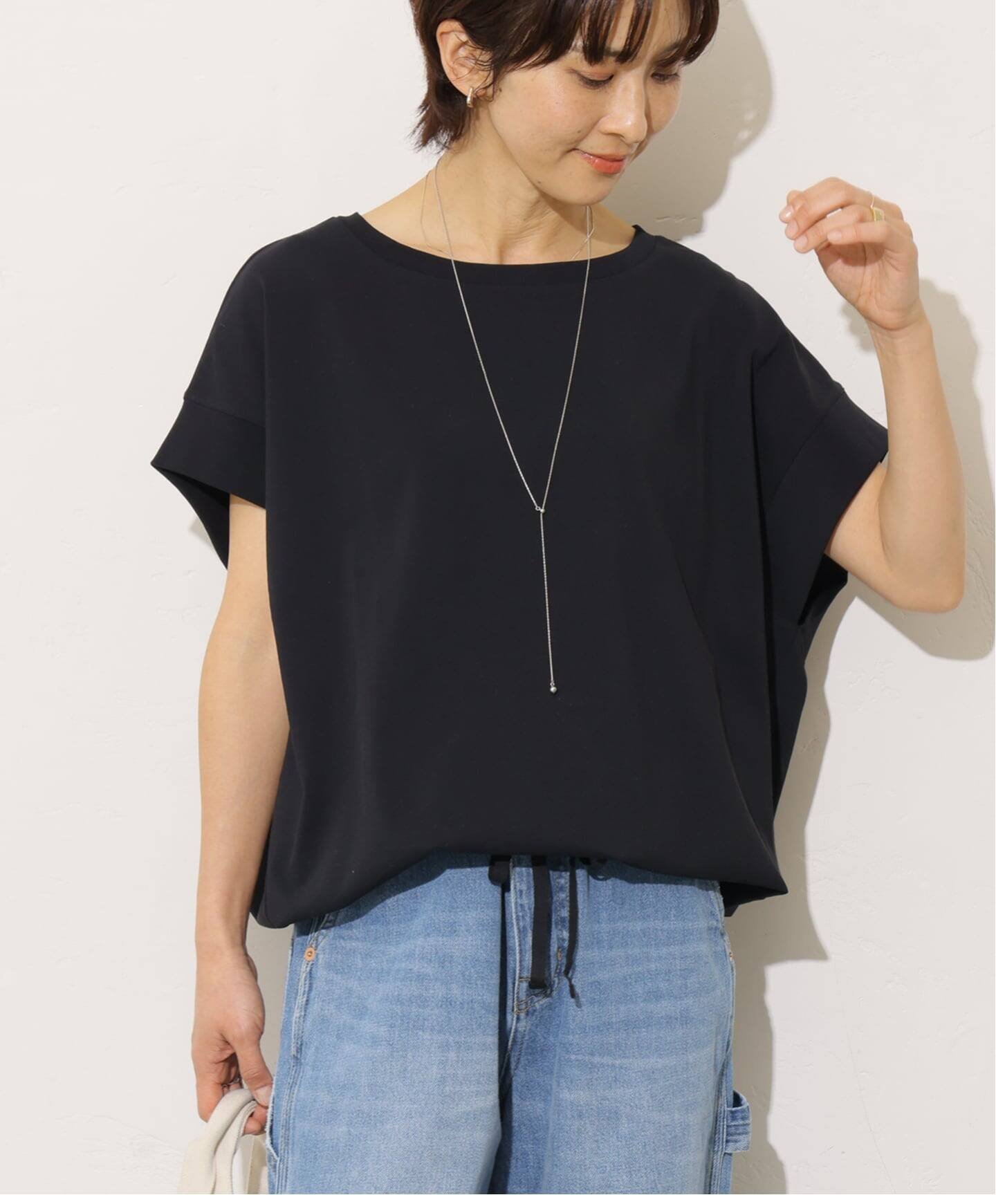 JOURNAL STANDARD relume 《WEB限定追加2》コットンドロップショルダー ドロストT ジャーナル スタンダード レリューム トップス カットソー・Tシャツ ブラック ホワイト