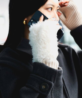 BEAMS HEART WOMEN フィンガーレス ファー グローブ 手袋 防寒 ギフト 24AW ビームス ハート ファッション雑貨 手袋 ホワイト ベージュ ブラウン【送料無料】