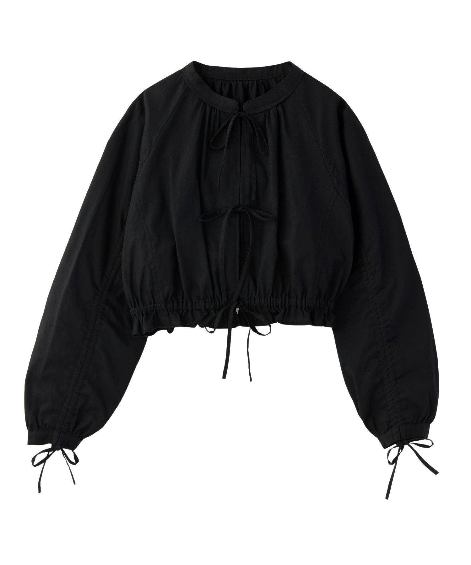 MILKFED. SHIRRING RIBBON CARDIGAN ミルクフェド トップス シャツ・ブラウス イエロー ブルー ブラック