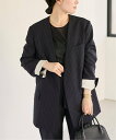 【SALE/30%OFF】plage STRIPE SUMMER ジャケット プラージュ ジャケット・アウター ノーカラージャケット ブラウン ネイビー【送料無料】