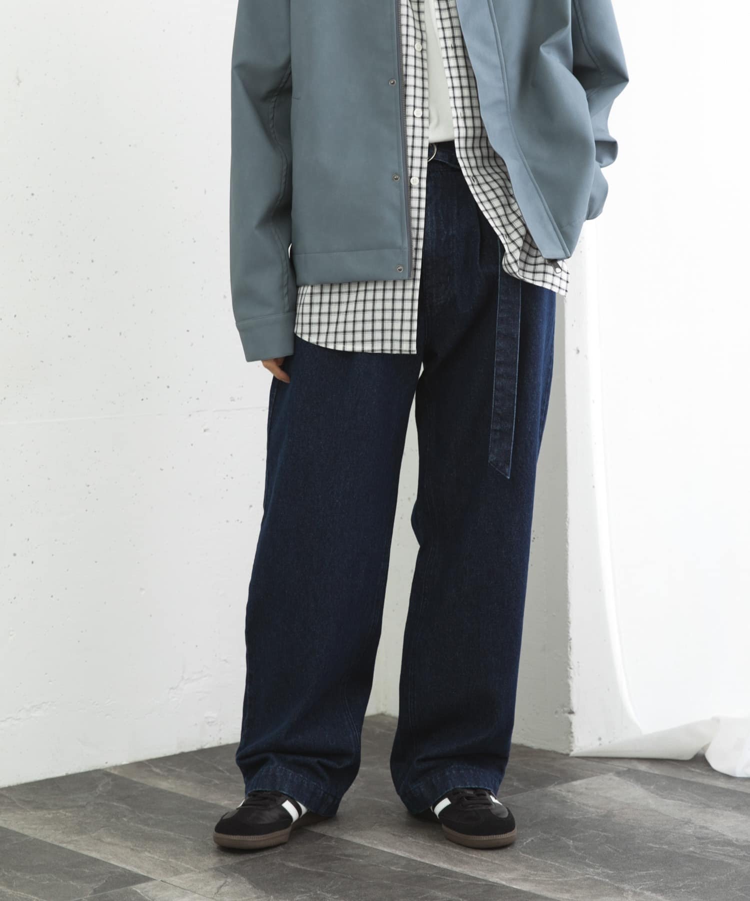 SENSE OF PLACE アソートベルテッドストレートパンツ センス オブ プレイス パンツ その他のパンツ ブラック ネイビー ベージュ
