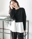 【SALE/50%OFF】La-gemme レイヤード風 バックジップ プルオーバー ラジュール トップス スウェット・トレーナー ブラック グレー ホワイト
