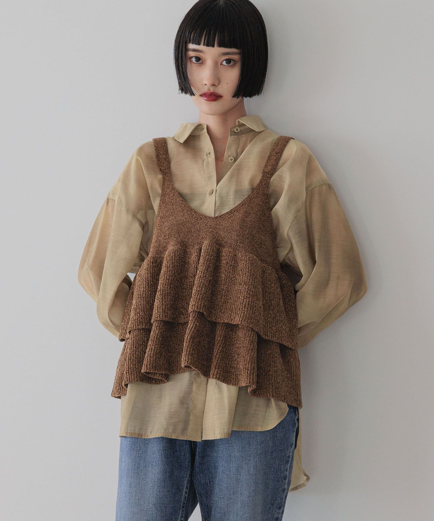 LOWRYS FARM モールペプラムベスト ローリーズファーム トップス ベスト・ジレ ベージュ ブラウン【送料無料】のサムネイル