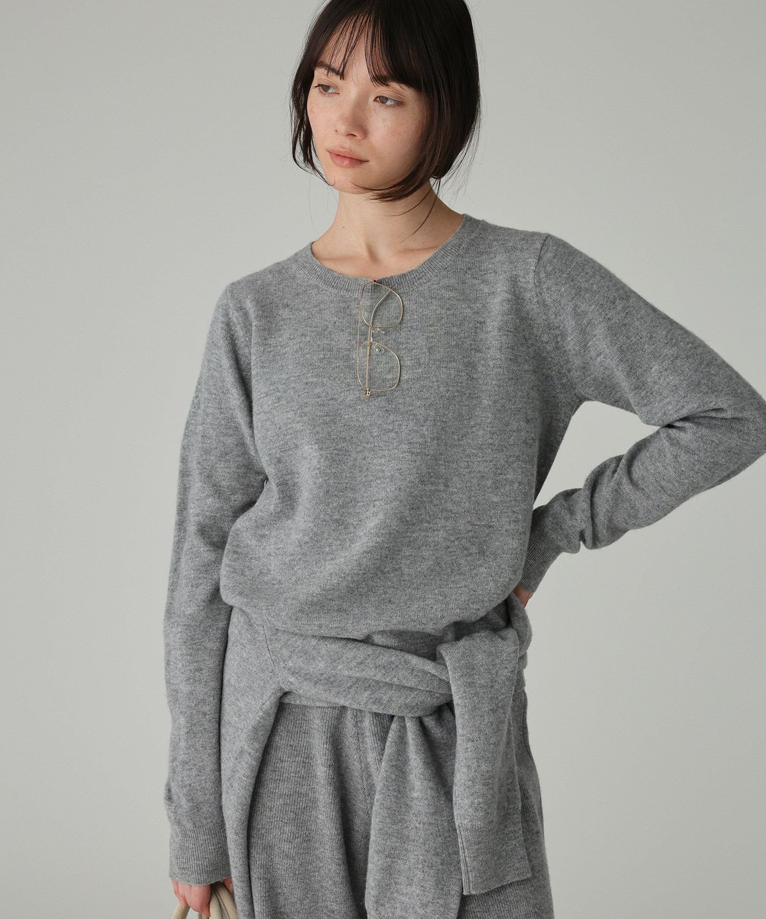 BABYLONE 【柳橋唯さんYouTube紹介アイテム】 ウォッシャブルウールプルオーバー バビロン トップス ニット ワインレッド グレー【送料無料】のサムネイル