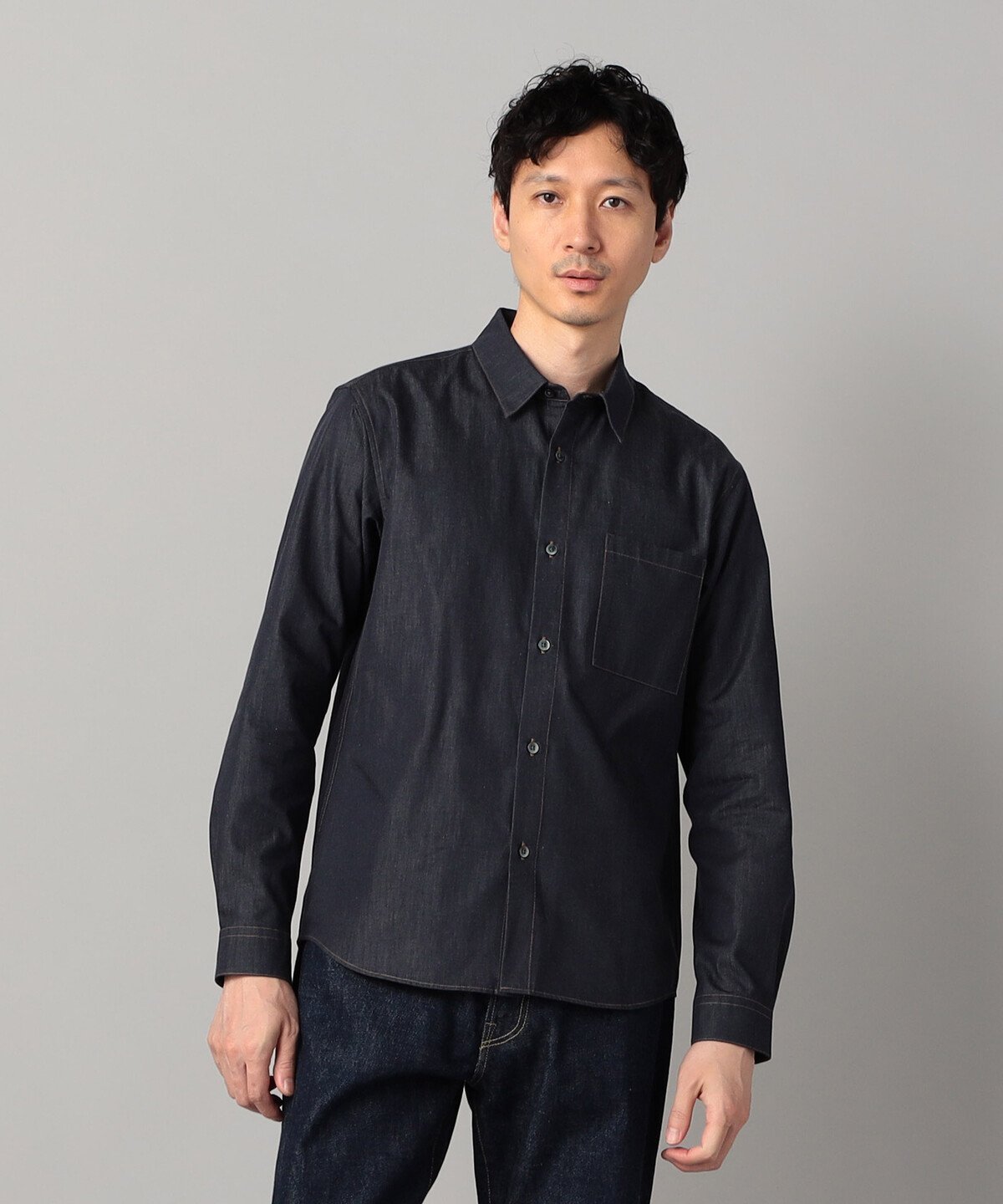 【SALE／30%OFF】COMME CA MEN 岡山産 反応染色コンパクトヤーン デニムシャツ コムサメン トップス シャツ・ブラウス ネイビー ブラック【送料無料】