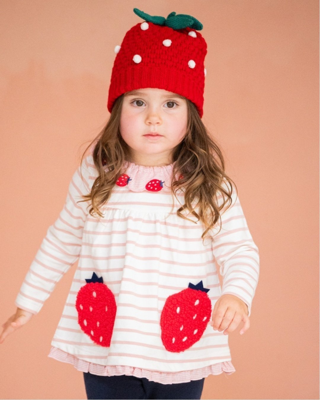 baby cheer イチゴポケットチュニック ナルミヤオンライン ワンピース・ドレス チュニック ホワイト ピンク ベージュ【送料無料】