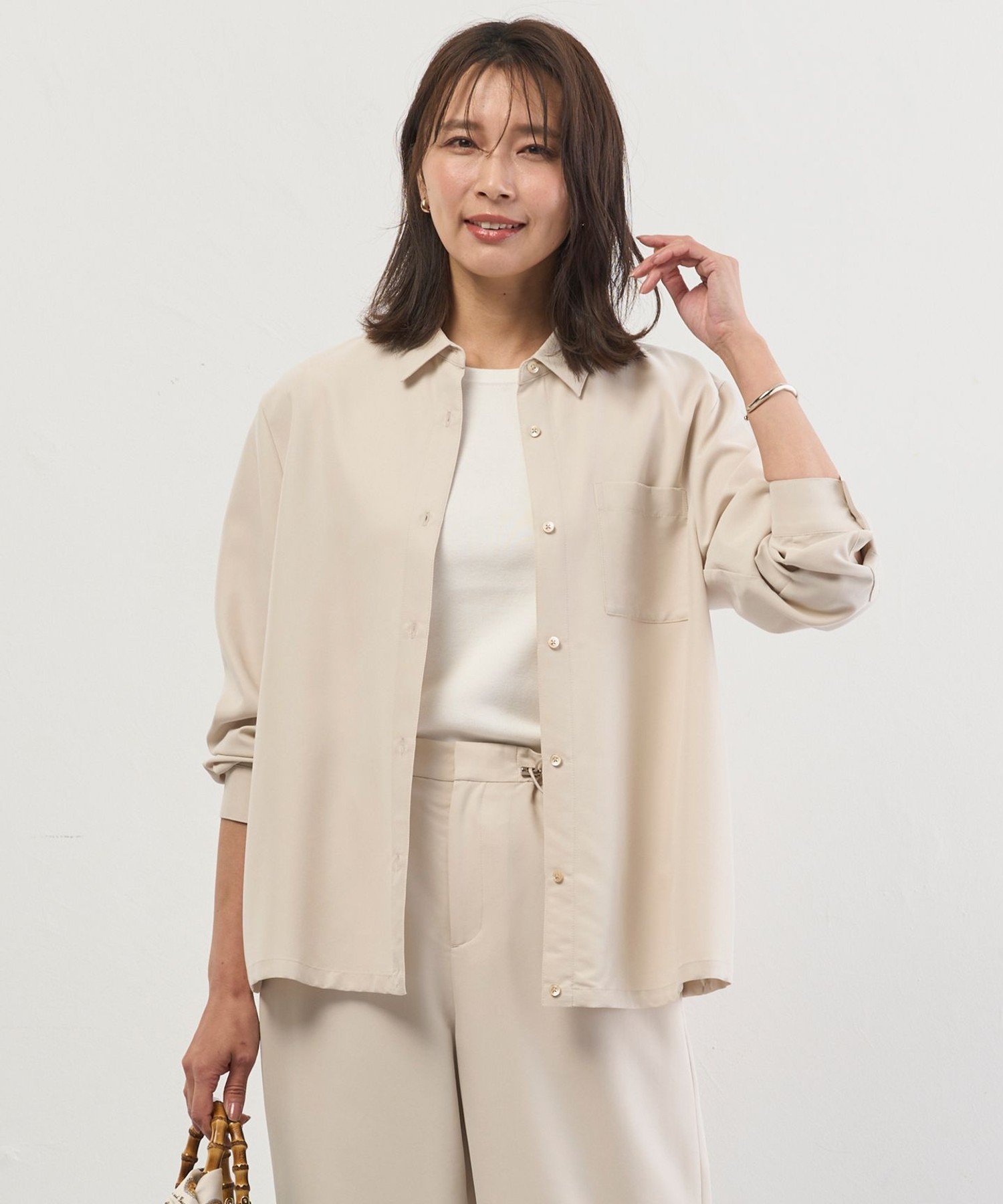 J.PRESS LADIES L Springピーチ ブラウス ジェイプレス トップス シャツ・ブラウス グリーン ベージュ
