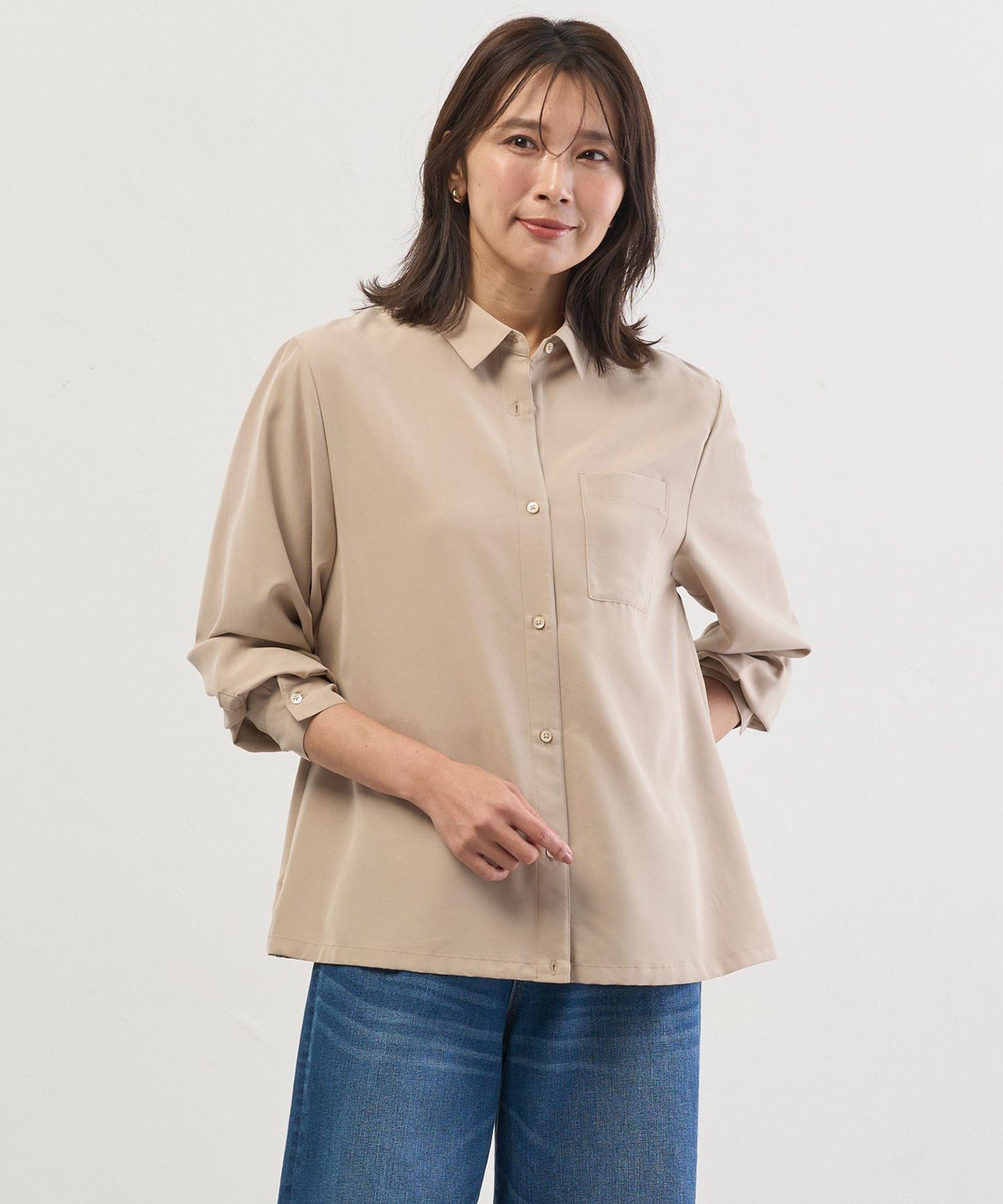 J.PRESS LADIES L Springピーチ ブラウス ジェイプレス トップス シャツ・ブラウス グリーン ベージュ