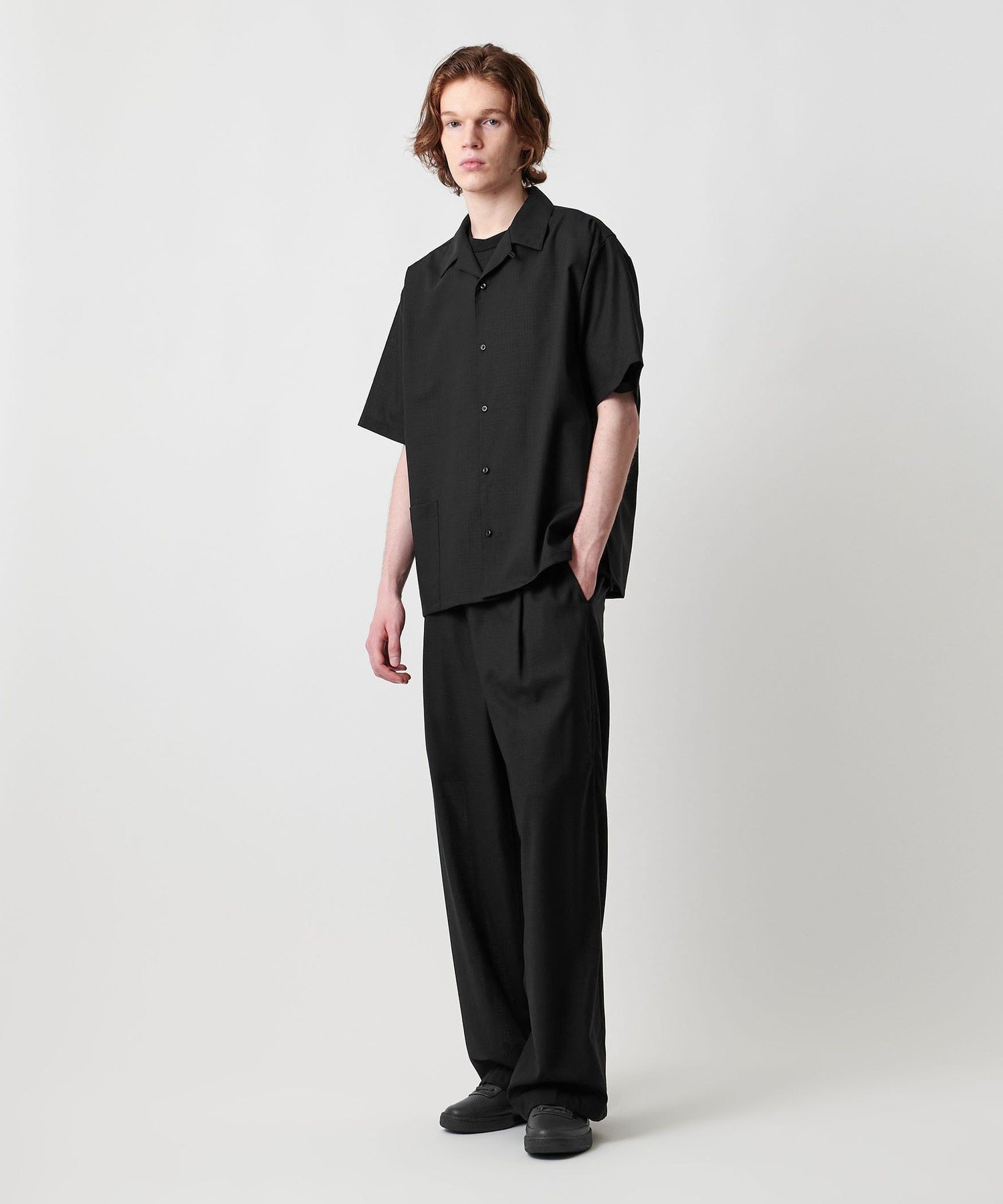 【SALE／40%OFF】UNITED ARROWS & SONS ＜UNITED ARROWS & SONS by MASAKI KAWASE＞ W/N RS SSL SHIRT/ショートスリーブシャツ ユナイテッドアローズ アウトレット トップス シャツ・ブラウス ブラック【送料無料】