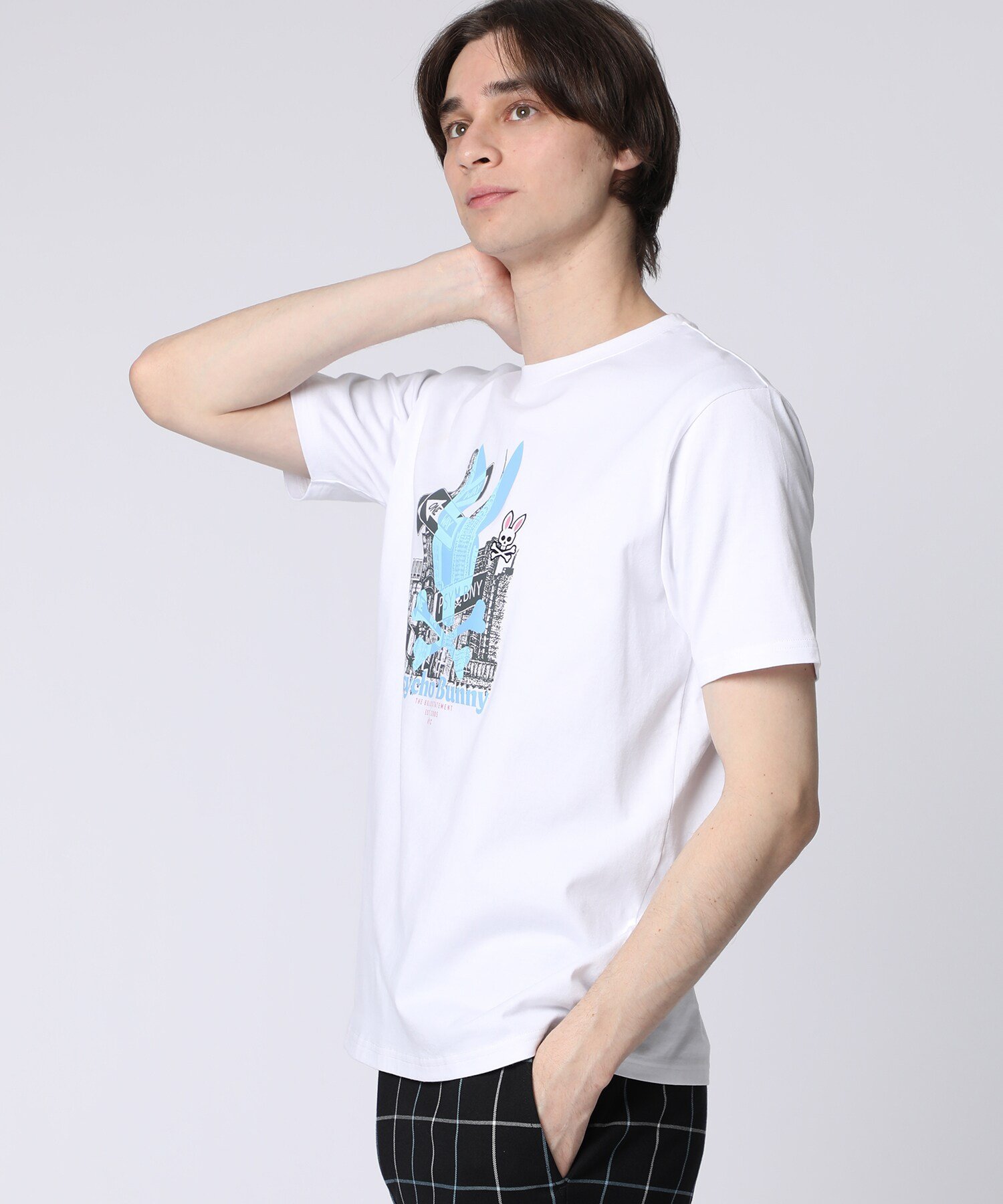 Psycho Bunny NYシティスケープ グラフィックTシャツ サイコバニー トップス カットソー・Tシャツ ブラック ホワイト【送料無料】
