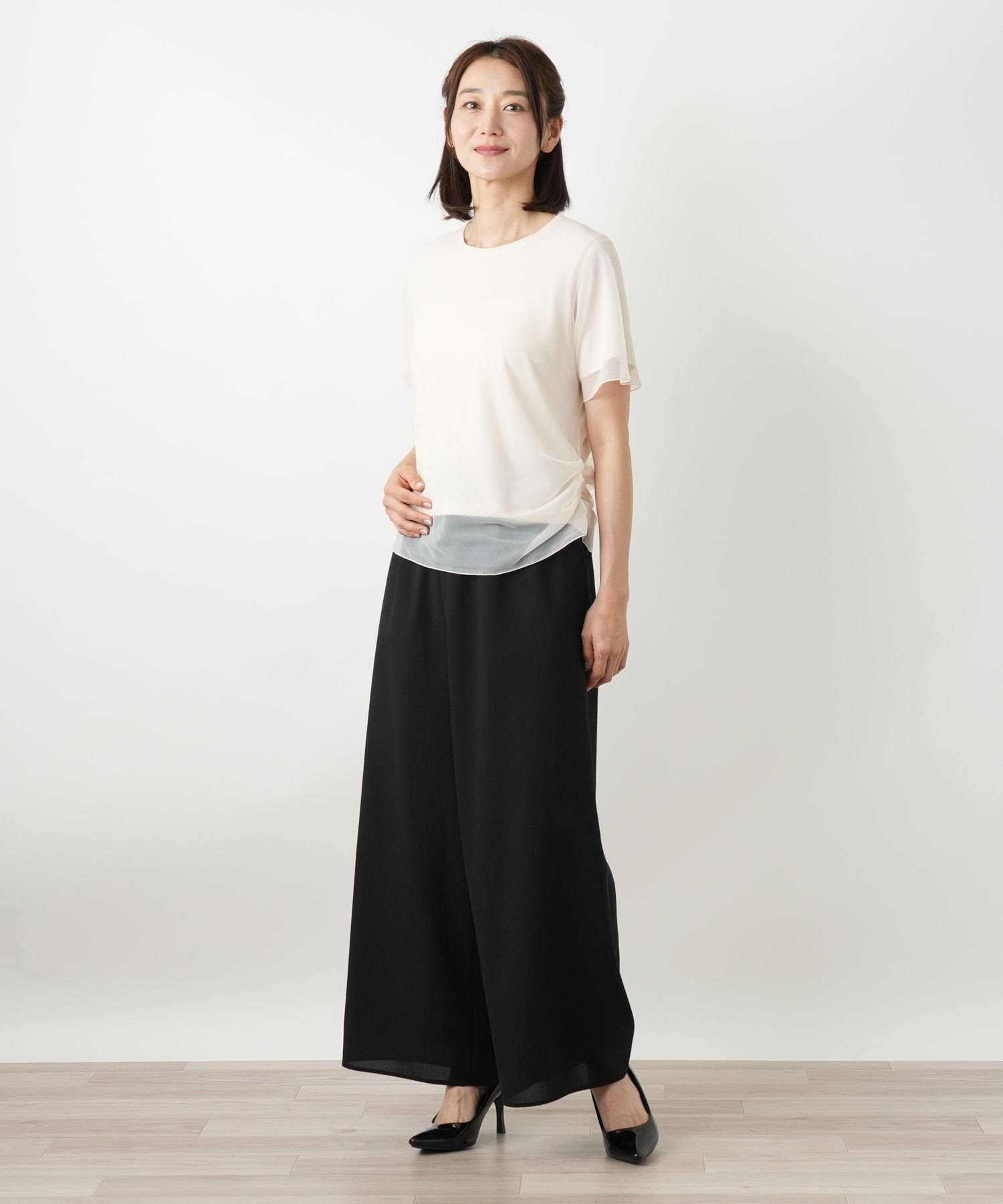 Leilian ワイドパンツ レリアン パンツ その他のパンツ ブラック ホワイト