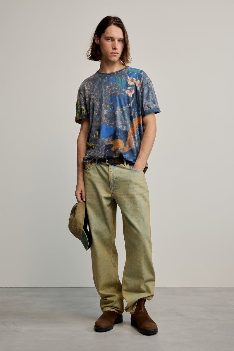アーティープリントTシャツ デシグアル トップス カットソー・Tシャツ ブルー