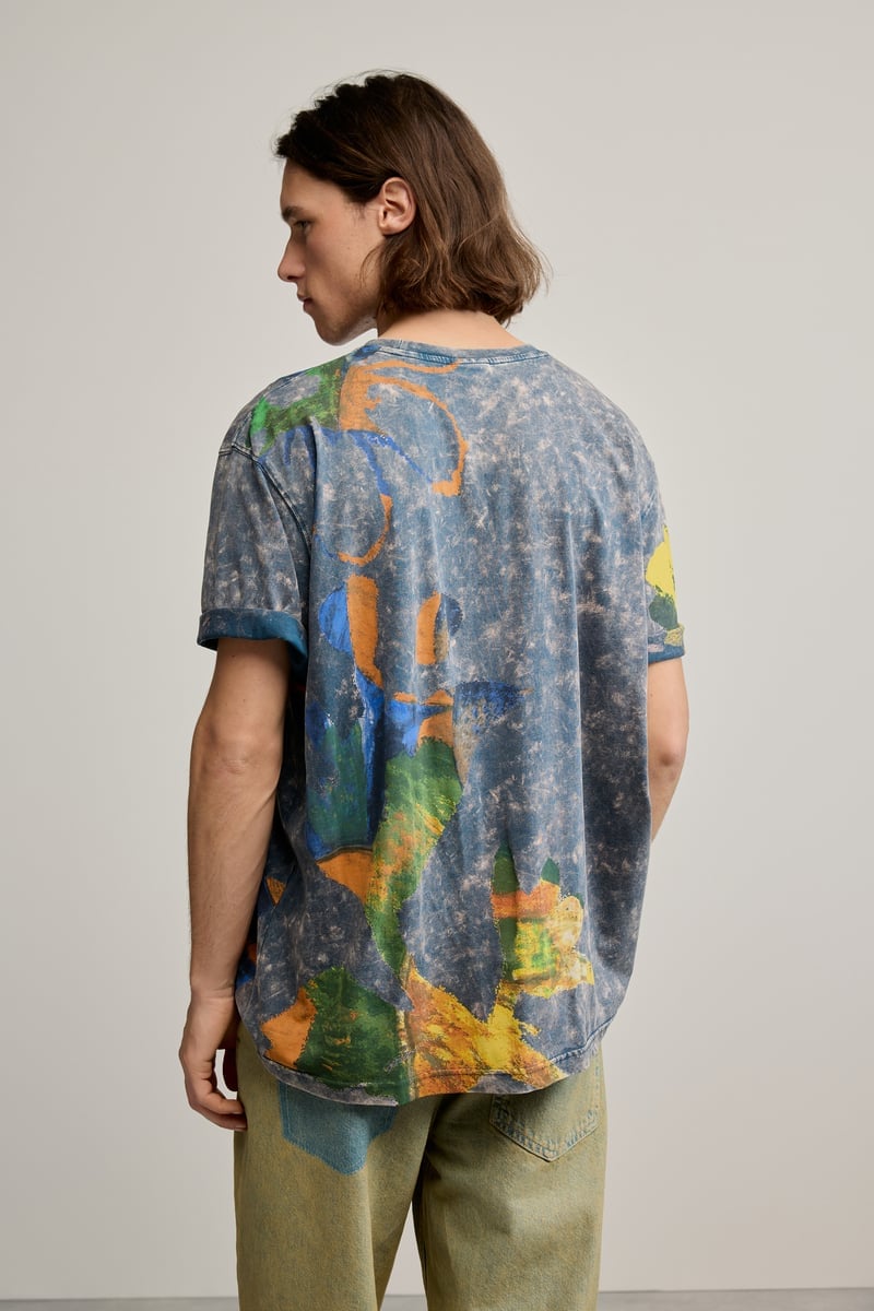 アーティープリントTシャツ デシグアル トップス カットソー・Tシャツ ブルー