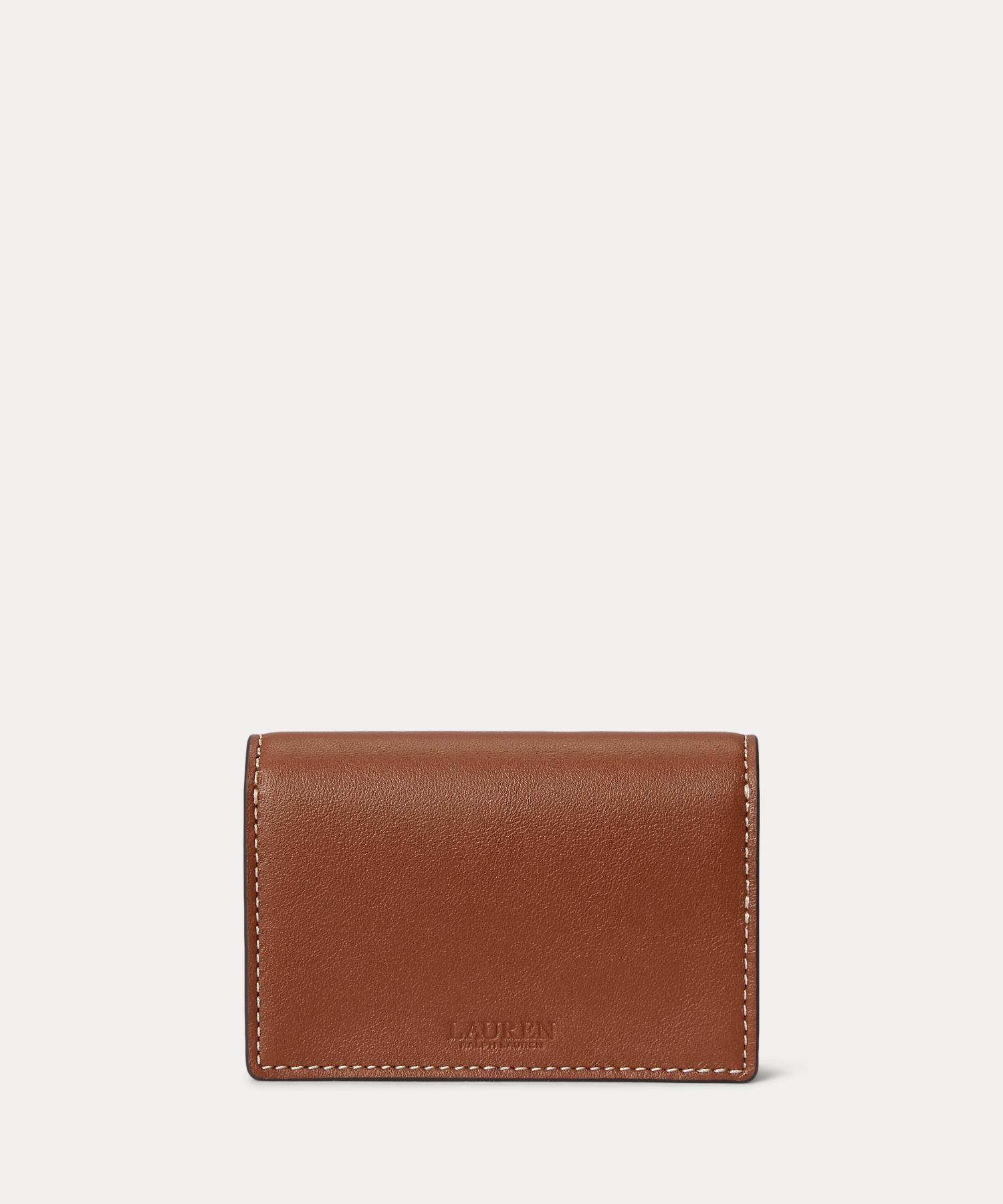 LAUREN RALPH LAUREN レザー スモール Tasha カード ケース ラルフローレン 財布・ポーチ・ケース 名刺入れ・カードケース ブラウン【送料無料】