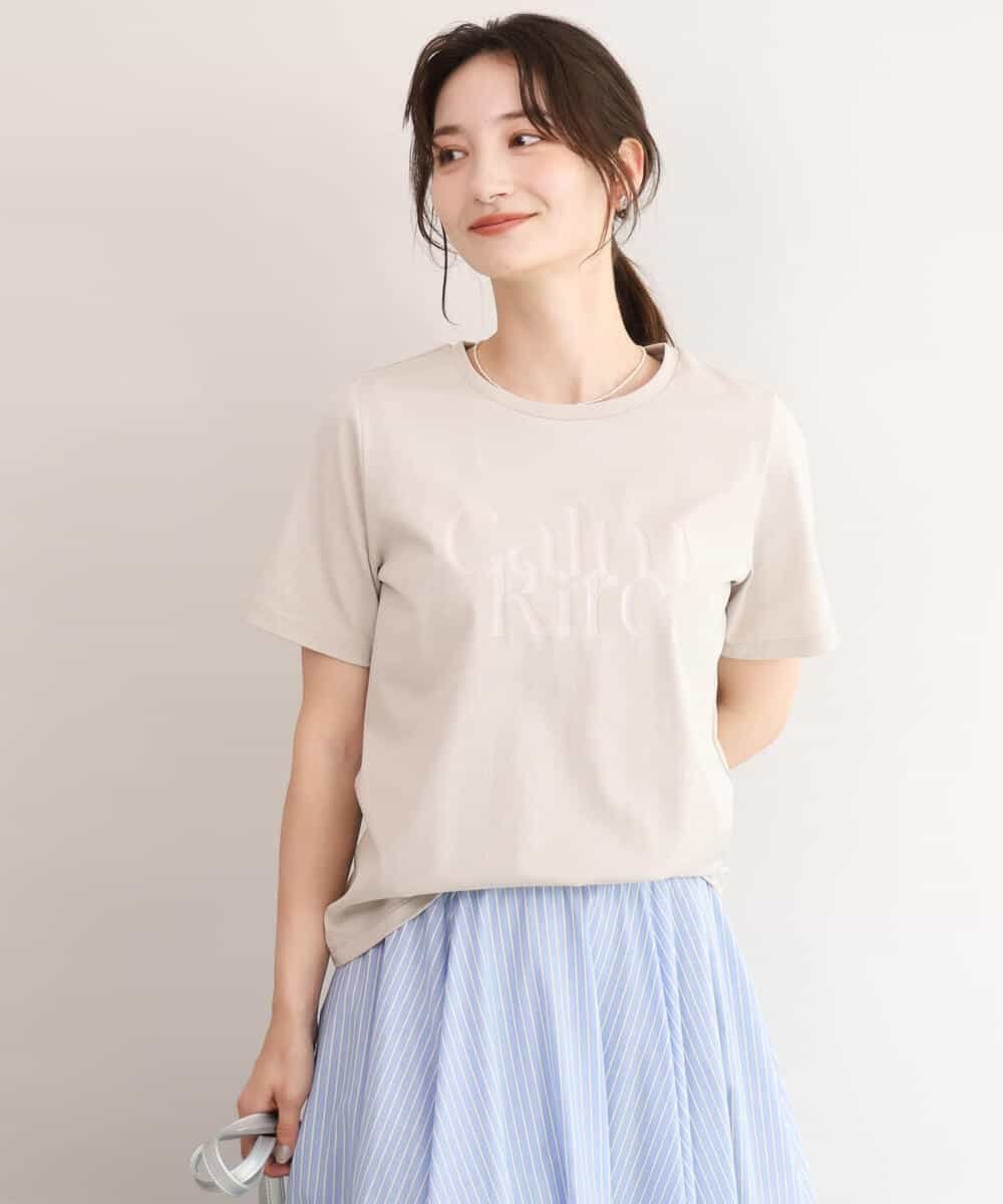 MK MICHEL KLEIN [接触冷感/洗える]コットンロゴTシャツ エムケーミッシェルクラン トップス カットソー・Tシャツ ホワイト ベージュ