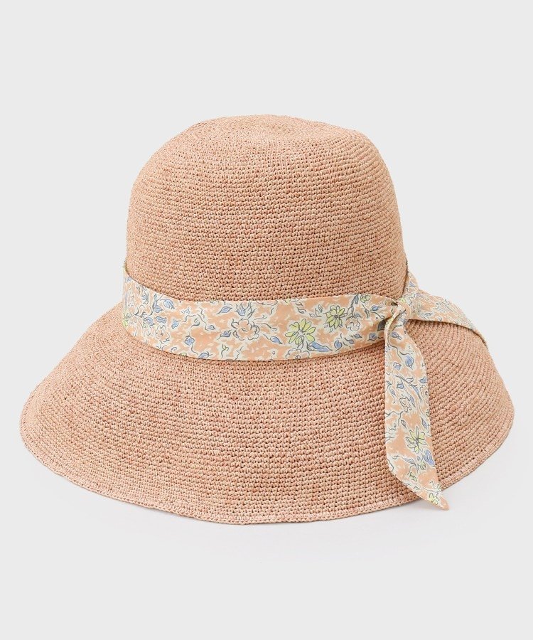 【SALE／5%OFF】LAURA ASHLEY 【同柄アイテムあり】ハービー フィールド柄リボンハット ローラ アシュレイ 帽子 ハット オレンジ【送料無料】