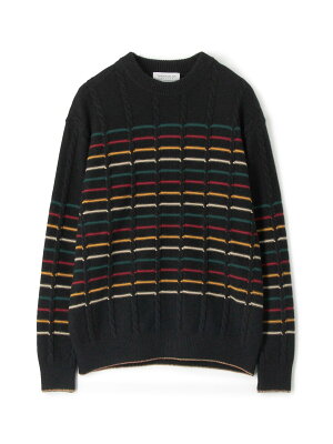 【SALE/30%OFF】TOMORROWLAND MEN ウールナイロンコットン ケーブル*ボーダー クルーネックプルオーバー トゥモローランド トップス ニット【送料無料】