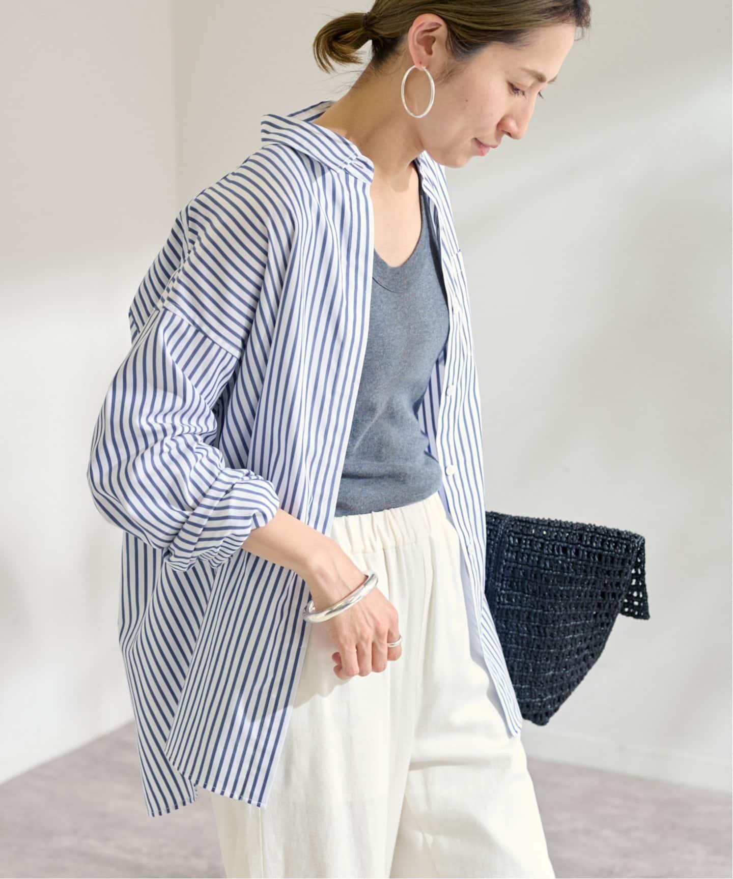 FRAMeWORK ブロードオーバーサイズシャツ フレームワーク トップス シャツ・ブラウス ブルー ホワイト【送料無料】のサムネイル