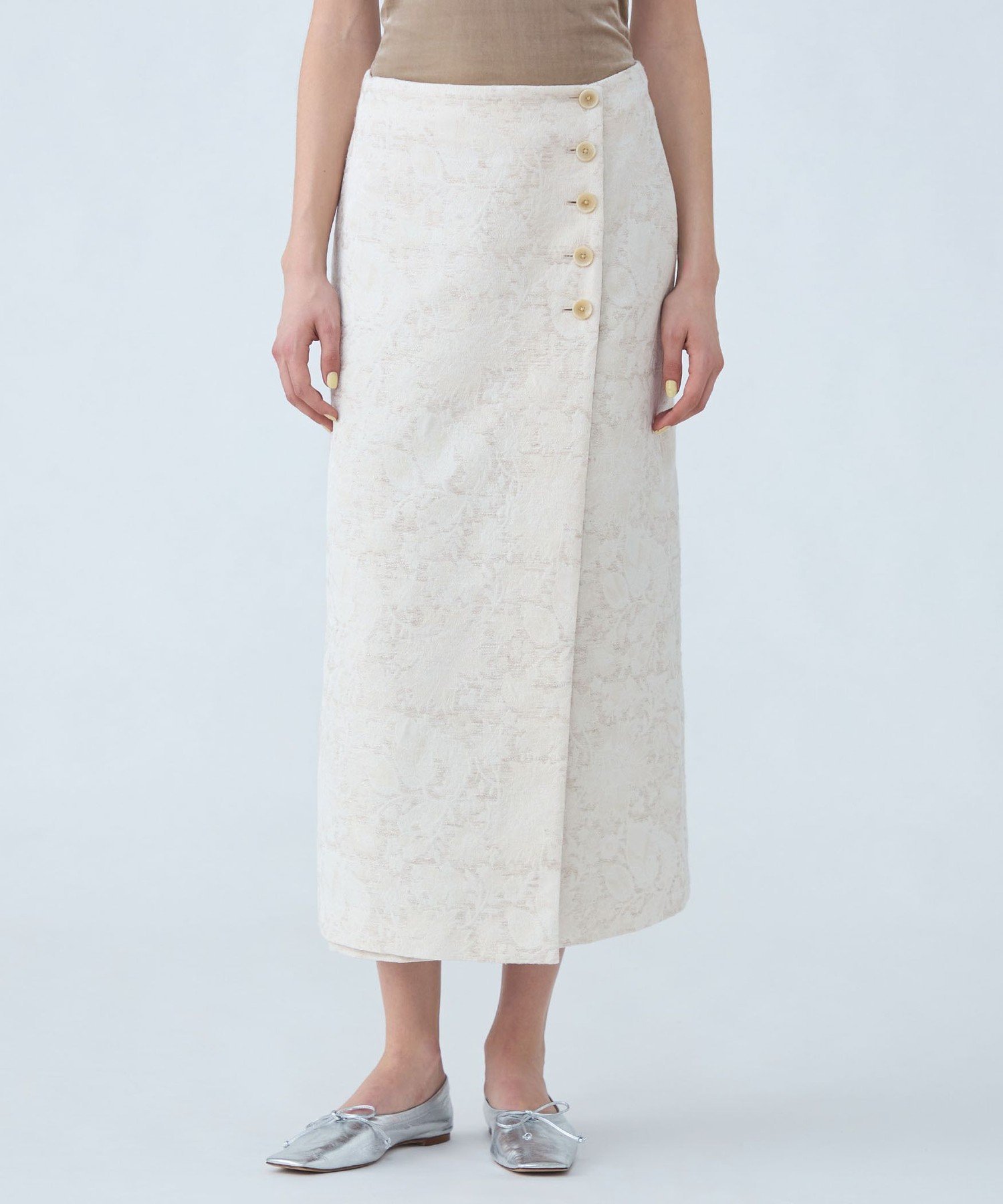 【SALE／50%OFF】SOULEIADO ボタニカルジャカード ラップナロースカート トゥモローランド スカート ロング・マキシスカート ベージュ【送料無料】