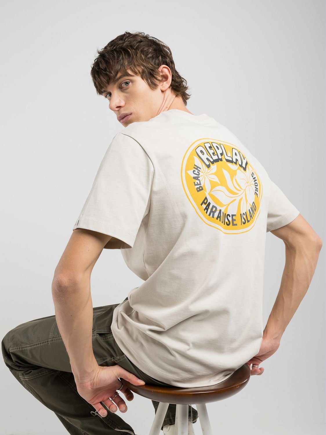 【SALE／10%OFF】REPLAY リラックスフィット ヘビーコットンHAWAITシャツ リプレイ トップス カットソー・Tシャツ ホワイト ブラック【送料無料】