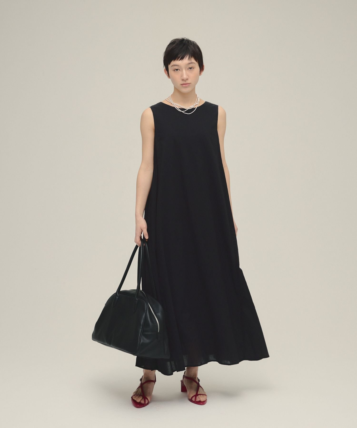 【SALE／40%OFF】eL Cotton Boil Sleeveless One-piece ジーナシス ワンピース・ドレス ワンピース ブラック ワインレッド【送料無料】