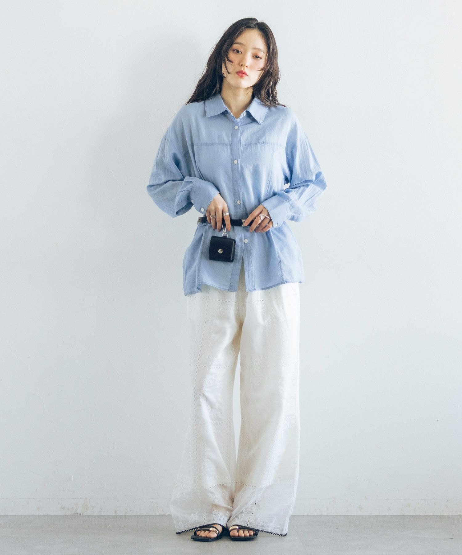 RAGEBLUE 2WAY/デザインシアーデニムシャツ レイジブルー トップス シャツ・ブラウス ブルー ネイビー