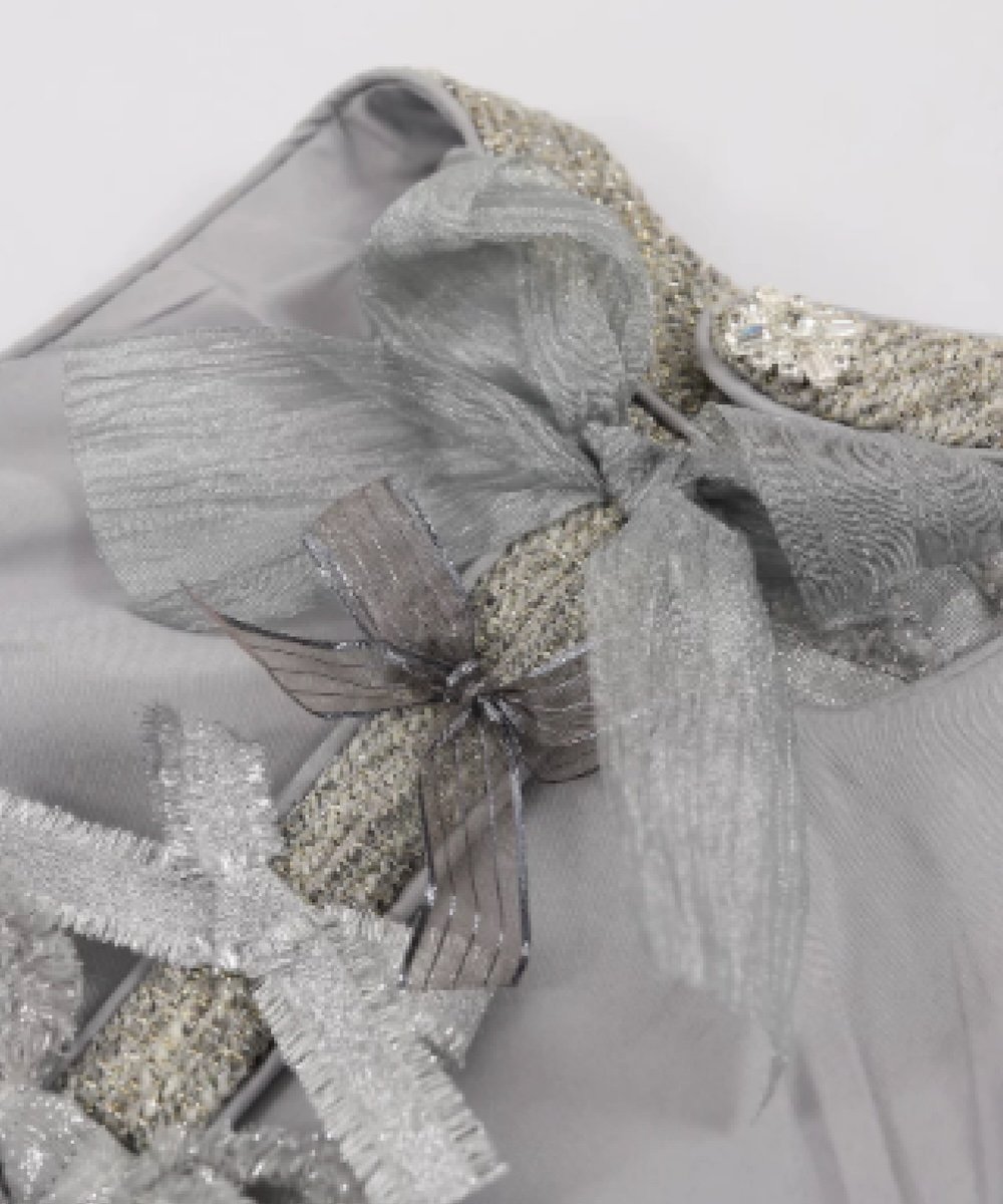 LA POMME petit Sparkling Halter Dress with Delicate Glitter Bow ラポミ・プチ ワンピース・ドレス ワンピース グレー