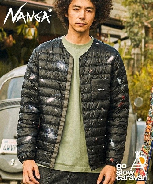 【SALE／30%OFF】go slow caravan 【GSC15周年】NANGA×GSC 目立っちゃブルダウンカーデ (MENS/WOMENS) ゴースローキャラバン ジャケット・アウター ダウンジャケット・ダウンベスト ブラック【送料無料】