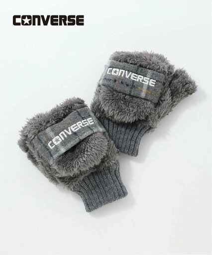 CONVERSE CONVERSE/(W)boa gloves plaid fleece band ハンドサイン ファッション雑貨 手袋 ブラウン グレー ベージュ CONVERSE CONVERSE/(W)boa gloves plaid fleece band ハンドサイン ファッション雑貨 手袋 ブラウン グレー ベージュ