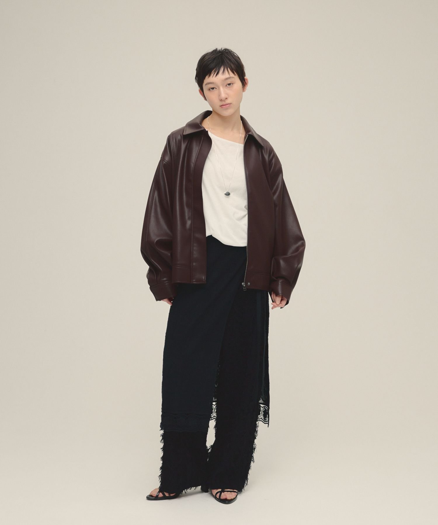 eL 12G Fringe Knit Pants ジーナシス パンツ その他のパンツ オレンジ ブラック