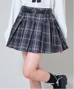 【SALE/55%OFF】by LOVEiT ベルトつきプリーツスカート(インパンつき) ナルミヤオンライン スカート その他のスカート グレー ブルー