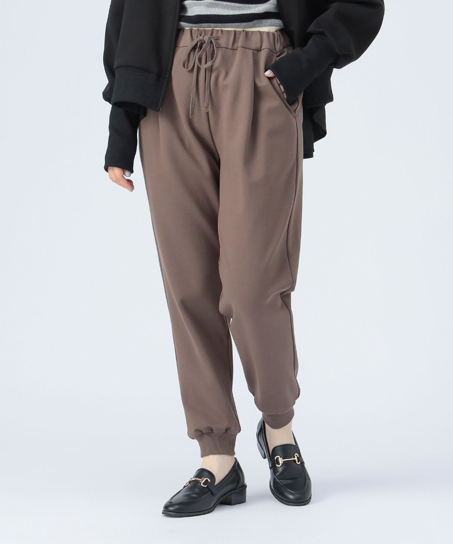 BEAMS HEART WOMEN 裾 リブ イージー パンツ ビームス ハート パンツ その他のパンツ ブラウン ブラック グリーン【送料無料】のサムネイル