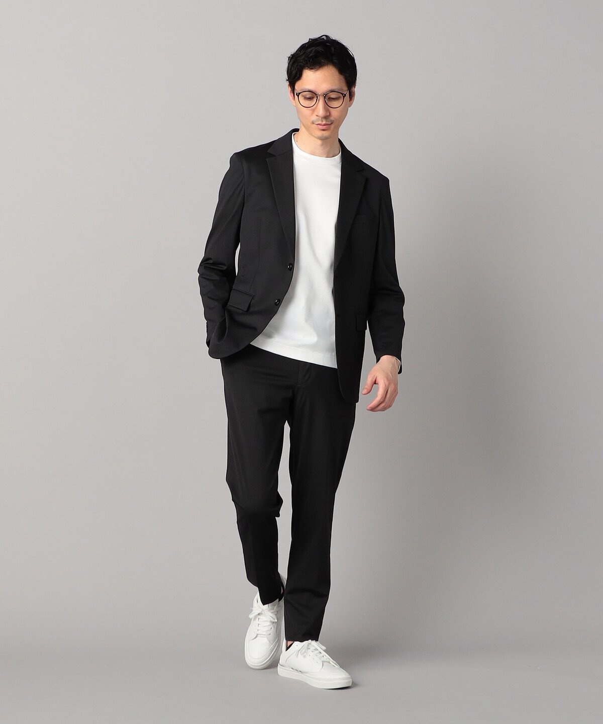 【セットアップ対応】福井産 ナイロントリコットジャージー テーパードパンツ コムサメン パンツ スラックス・ドレスパンツ グレー ネイビー