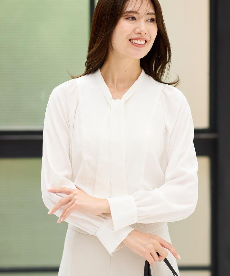 Reflect 【レイヤードに◎】ボウタイブラウス リフレクト トップス シャツ・ブラウス ホワイト【送料無..